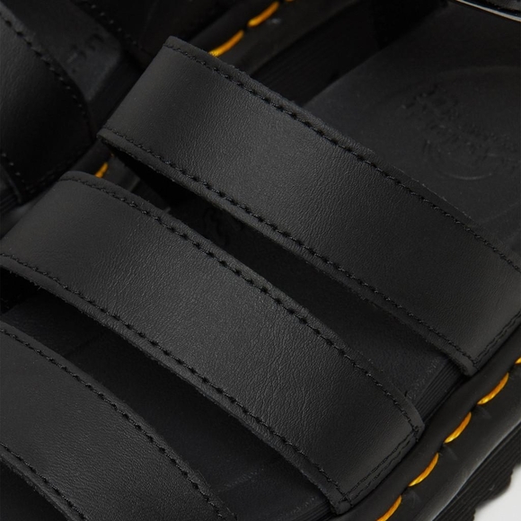 Black Strappy Sandals with Yellow Stitching - Picture 7 of 12